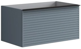 Mobile da bagno sospeso sotto lavabo L 80 x H 40 x P 45.5 cm blu laccato opaco, 1 cassetto Pixel stripes