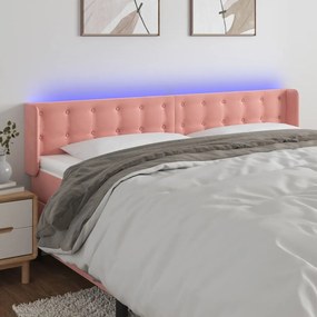 Testiera A Led Rosa 183x16x78/88 Cm İn Velluto /