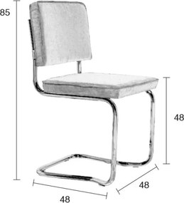 Sedie da pranzo in set grigie in imbottito a dondolo 2 pz Ridge Kink Rib – Zuiver