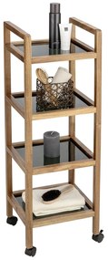 Scaffale per il bagno nero/di colore naturale in acacia massiccia 35x101,5 cm Fondi – Wenko