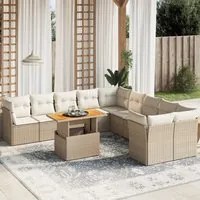 Set Divani da Giardino 11 pz con Cuscini Beige in Polyrattan 3271044