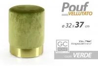 Pouf moderno velluto verde con fascia oro cm 32 x 37 h design