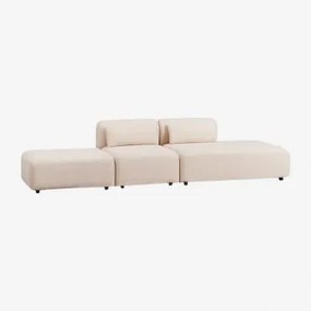 Divano Componibile In 2 Pezzi Con Chaise Longue Destra E Pouf Fogler Ciniglia Crema Beige - Sklum