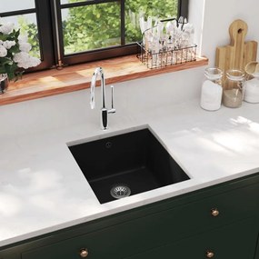 Lavello Da Cucina İn Granito Vasca Singola Nero /
