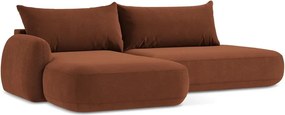 Divano angolare color terracotta allungabile (con penisola a sinistra/con chaise lounge) Hale – Makamii
