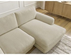 Divano angolare beige (con penisola a destra/con chaise lounge) con rivestimento in bouclé Leonore – Bobochic Paris