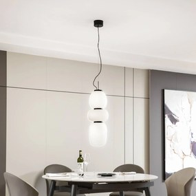 Lucande Lampada a sospensione LED Lucya, a 3 luci, vetro, bianco, 64,5 cm