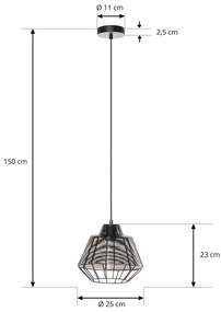 Lampada a sospensione a gabbia Tinko di Lucande, nera, 25 cm