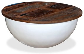 Tavolino Da Caffè A Forma Di Coppa İn Massello Anticato Bianco /