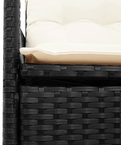 Set da pranzo da giardino 5 pz nero con cuscini in polyrattan