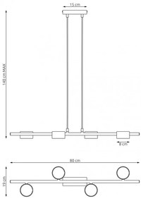 Lampadario a sospensione SORA 4 Nero 4xGX53 da interno Colore del corpo Nero
