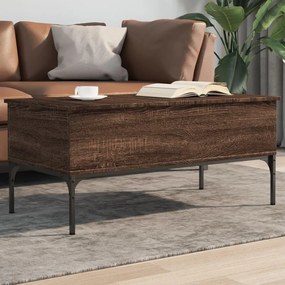 Tavolino Rovere Marrone 100x50x45cm Legno Multistrato E Metallo /