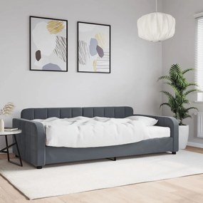 Divano Letto Con Materasso Grigio Scuro 100x200 Cm İn Velluto /