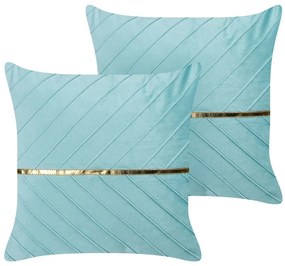 Set di 2 cuscini velluto azzurro 45 x 45 cm CONEFLOWER Beliani