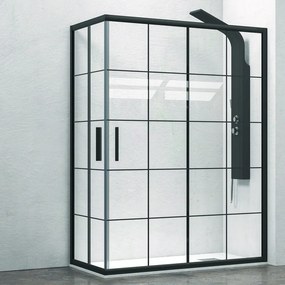 Box doccia 90x90 profili neri opachi vetro a quadrati neri NICO-B1000 - KAMALU