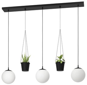 Lampadario A Sospensione Minimal Rondo 3 Acciaio Nero Vetro 3 Luci E27