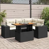 Set Divani da Giardino 5 pz con Cuscini in Polyrattan Nero 3327367