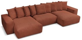 Divano angolare color mattone con rivestimento in velluto a coste Voltaire – Bobochic Paris