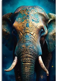 Stampa su tela – Elefante blu-oro