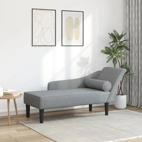 Chaise Longue Con Cuscini Grigio Chiaro İn Tessuto /