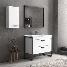 Pensile bagno 75x30cm con 2 ripiani e maniglia di apertura colore nero  IKOS-P30 - KAMALU