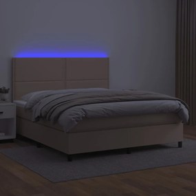 Giroletto Molle Materasso e LED Cappuccino 140x200cm Similpelle