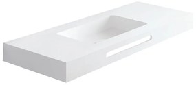 Lavabo sospeso rettangolare Zen L80 H 10 x P 46 cm in acrilico bianco