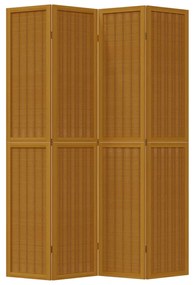 Divisorio ambienti 4 pannelli marrone legno massello paulownia