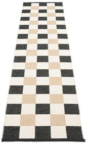 Passatoia da interno/esterno nera/color crema 70x300 cm Pix Black Vanilla – Pappelina