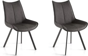 Sedia da pranzo in ecopelle con seduta e gambe Antracite CLODIA Set 2 pz