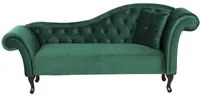 Chaise longue Velluto Verde Scuro Bottone trapuntato Tappezzeria versione destra con Cuscino