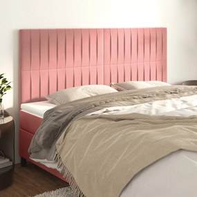 Testiera 4 Pz Rosa 90x5x78/88 Cm İn Velluto /