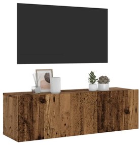 Mobile Tv A Parete Legno Antico 100x30x30 Cm İn Truciolato /