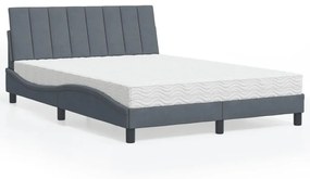 Letto Con Materasso Grigio Scuro 140x190 Cm İn Velluto /