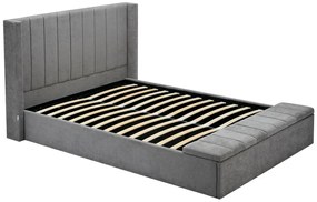 Letto con contenitore 180 x 200 cm con panca Tessuto Grigio - DOUINO