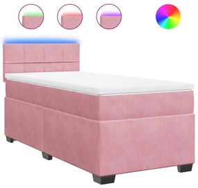 Giroletto a molle con materasso rosa 80x200 cm in velluto