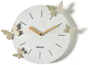 Orologio con farfalle battito ali cenere ,crema in ferro 30cm