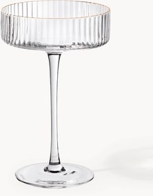 Set di 4 coppe da champagne in vetro soffiato con bordo dorato Aleo