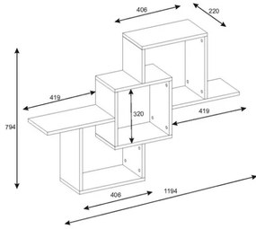 Mensola Sospesa 3 Vani A Cubo Design Moderno 120x22x80 Elena Antracite