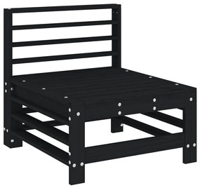 Set salotto da giardino 7 pz nero in legno massello di pino