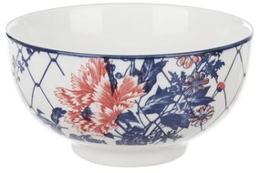 Ciotola in ceramica fiori rossi orientali 16x9 cm Sushiko