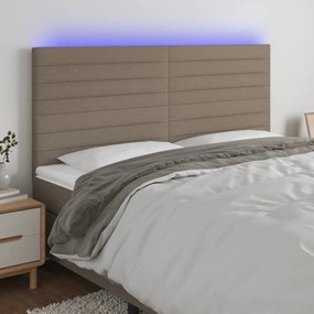 Testiera A Led Tortora 180x5x118/128 Cm İn Tessuto /