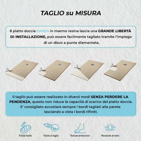 Piatto doccia 80x100 cm tortora effetto pietra in resina riducibile Karen