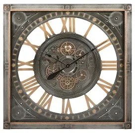 Orologio da Parete Home ESPRIT Grigio Dorato Argentato Cristallo Ferro 80 x 10 x 80 cm