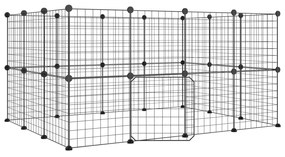 Gabbia per animali 28 pannelli con porta nero 35x35 cm acciaio
