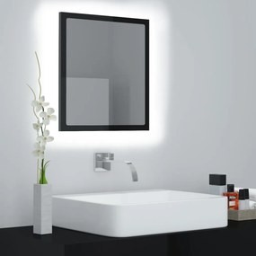 Specchio da bagno led nero lucido 40x8,5x37 cm in acrilico