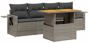 Set divano da giardino 5 pz con cuscini beige in polyrattan