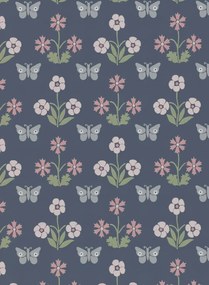 Little Greene Tapete Burges Butterfly - Hicks Blue