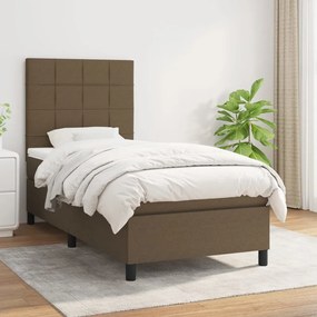 Giroletto A Molle Con Materasso Marrone Scuro 90x190cm Tessuto /