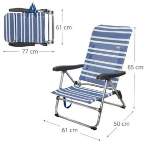 Sedia da Spiaggia Mykonos Azzurro/Bianco Alluminio (61 x 50 x 85 cm)